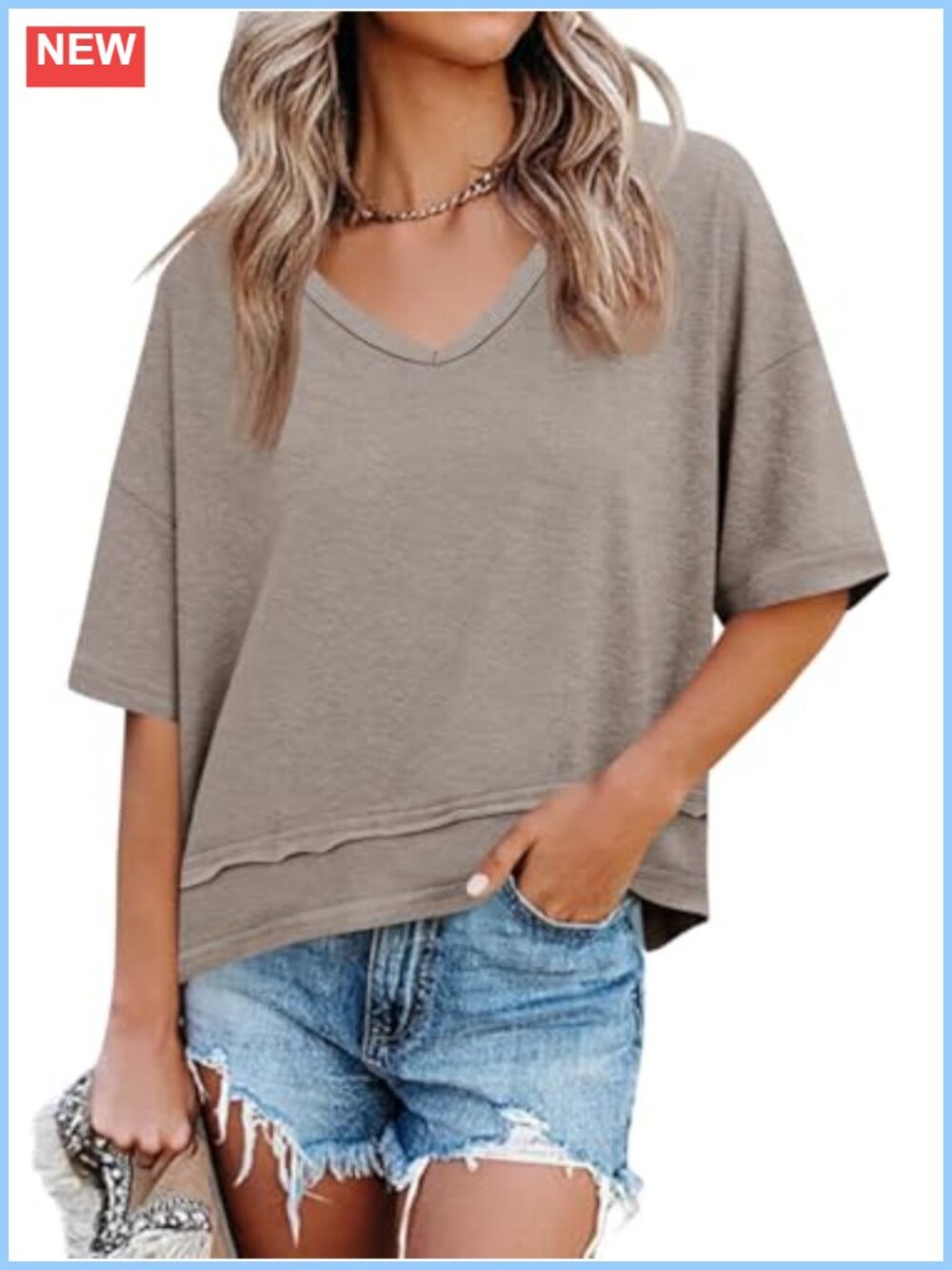 Oversized V-Neck Summer T-Shirt — Loose Fit Casual Tee